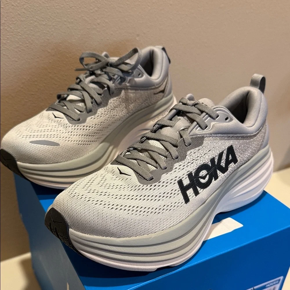 Hoka Bondi 8 Men’s Size 7.5D Gray Running Shoes - Picture 5 of 11